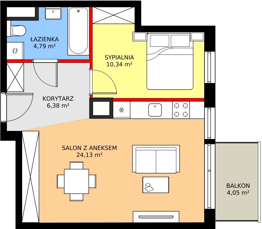 Zalety mieszkania 45.64 m², 039/8