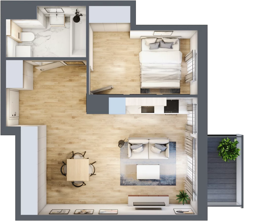 2 pokoje, mieszkanie 45,64 m², piętro 4, oferta nr 039/8, Aleje Praskie VIII, Warszawa, Praga Południe, Kamionek, ul. Podskarbińska