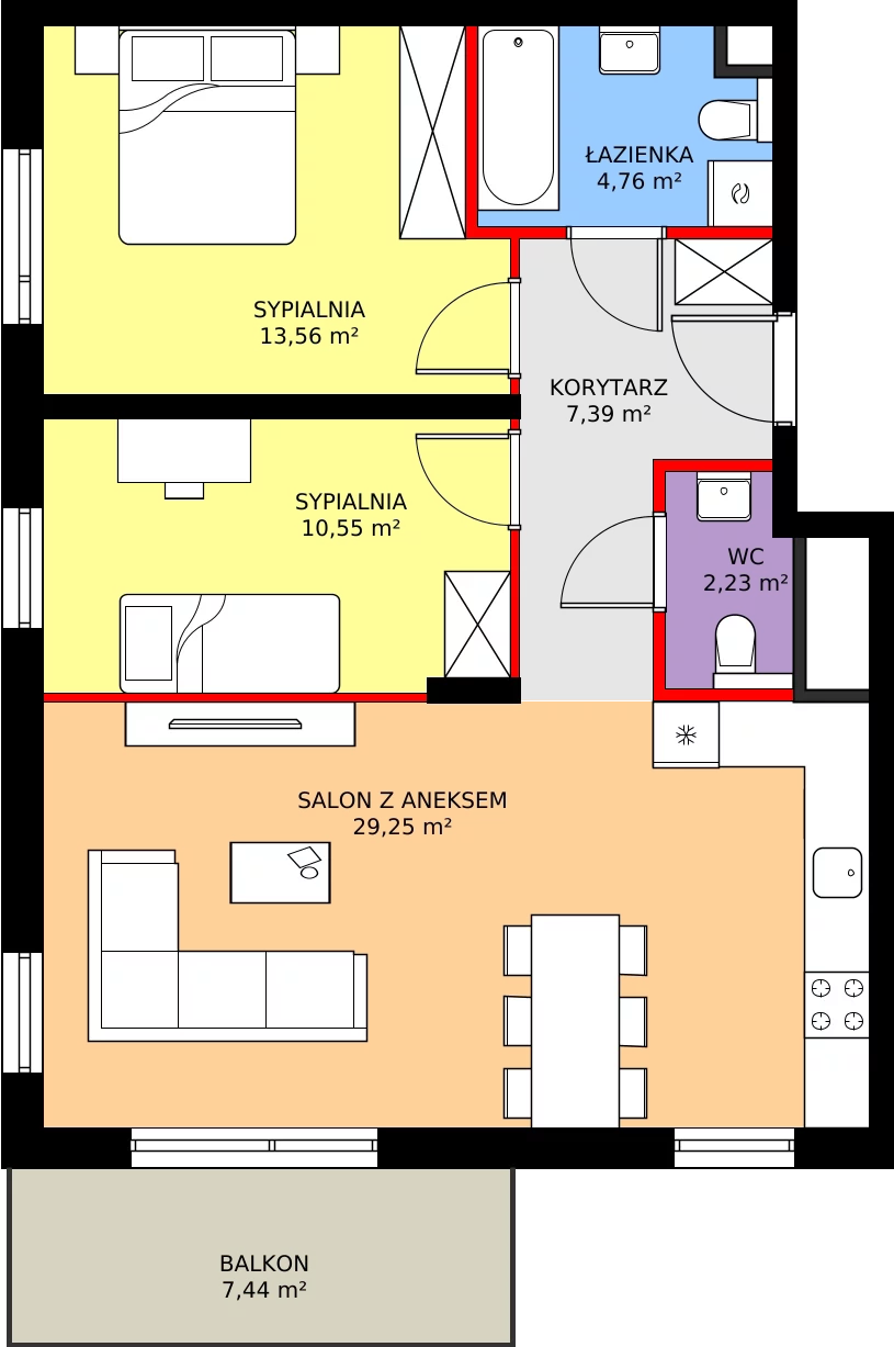 Zalety mieszkania 67.74 m², 064/8