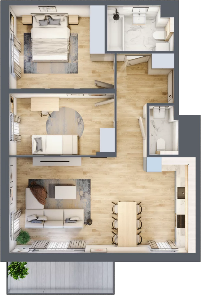 3 pokoje, mieszkanie 67,74 m², piętro 1, oferta nr 064/8, Aleje Praskie VIII, Warszawa, Praga Południe, Kamionek, ul. Podskarbińska
