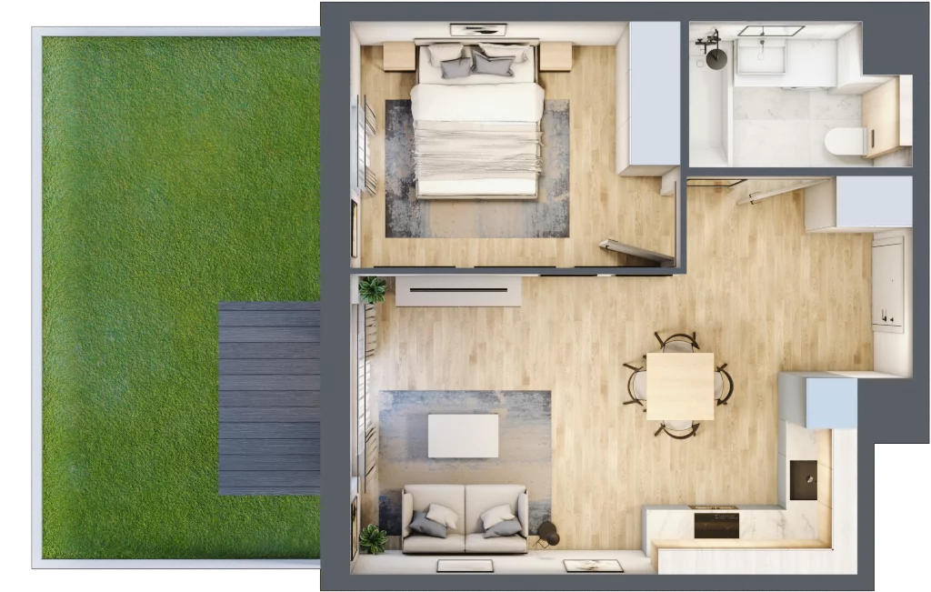 2 pokoje, mieszkanie 40,85 m², parter, oferta nr 005/8, Aleje Praskie VIII, Warszawa, Praga Południe, Kamionek, ul. Podskarbińska