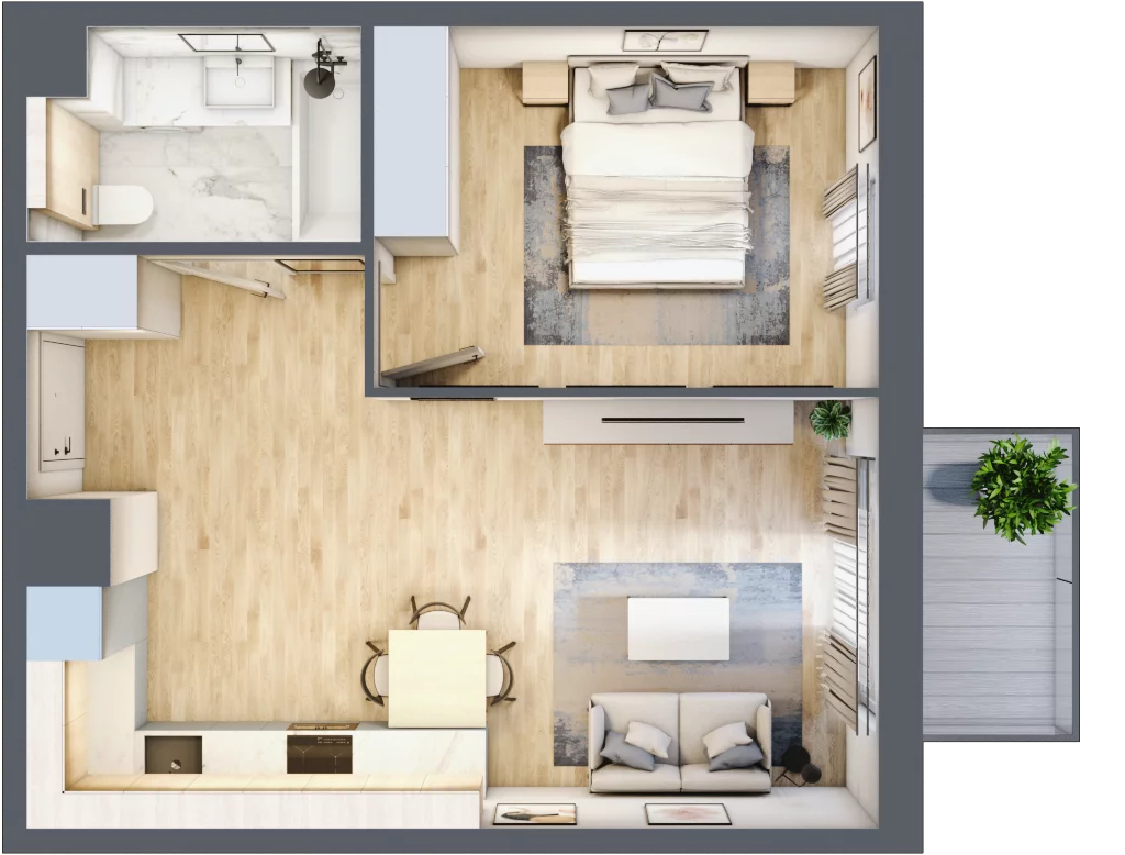 2 pokoje, mieszkanie 43,10 m², piętro 4, oferta nr 086/8, Aleje Praskie VIII, Warszawa, Praga Południe, Kamionek, ul. Podskarbińska