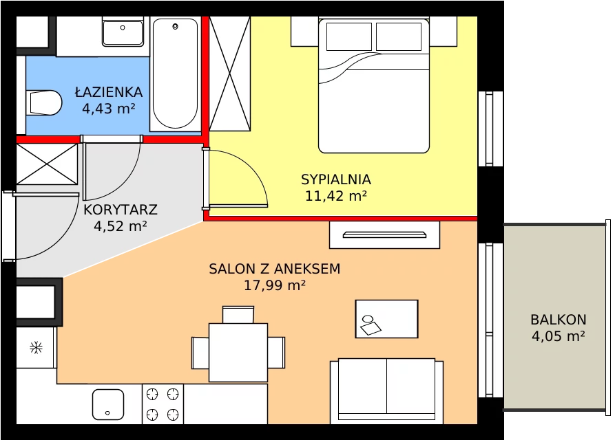 Zalety mieszkania 38.36 m², 125/8