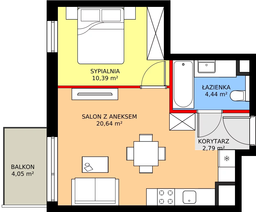 Zalety mieszkania 38.26 m², 129/8