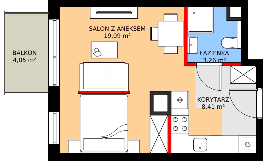 Zalety mieszkania 30.76 m², 097/8