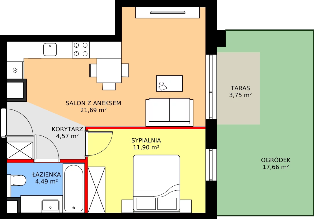 Zalety mieszkania 42.65 m², 002/8