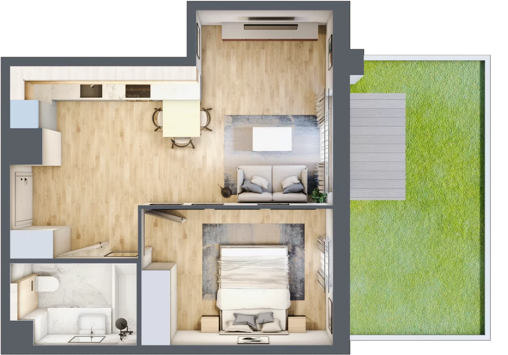 2 pokoje, mieszkanie 42,65 m², parter, oferta nr 002/8, Aleje Praskie VIII, Warszawa, Praga Południe, Kamionek, ul. Podskarbińska