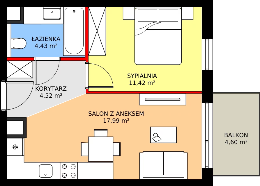 Zalety mieszkania 38.36 m², 109/8