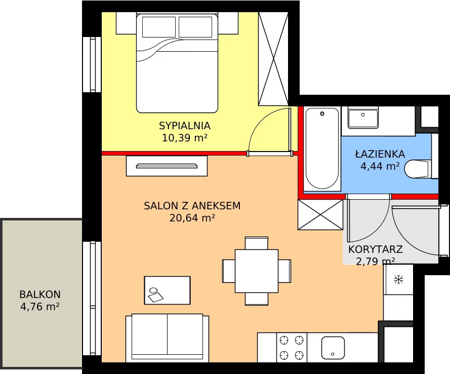 Zalety mieszkania 38.26 m², 113/8