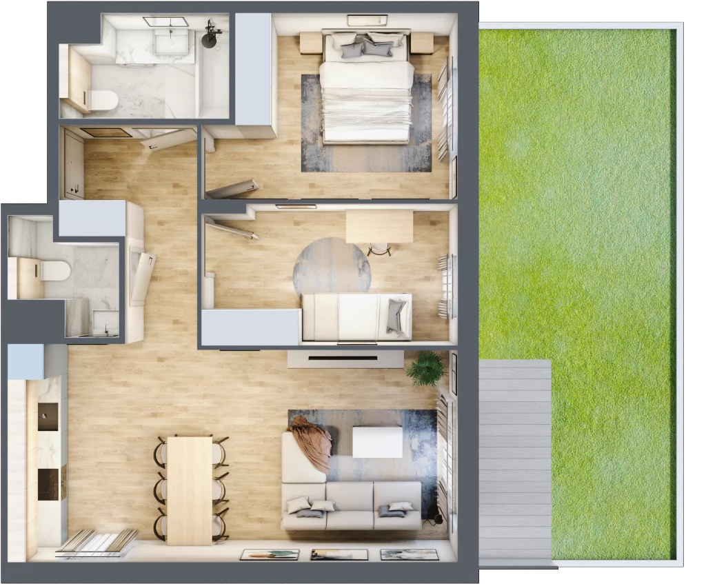 3 pokoje, mieszkanie 63,86 m², parter, oferta nr 104/8, Aleje Praskie VIII, Warszawa, Praga Południe, Kamionek, ul. Podskarbińska