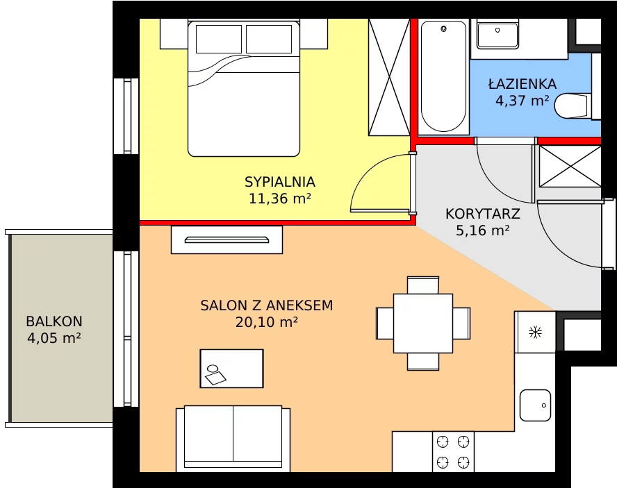 Zalety mieszkania 40.99 m², 024/8