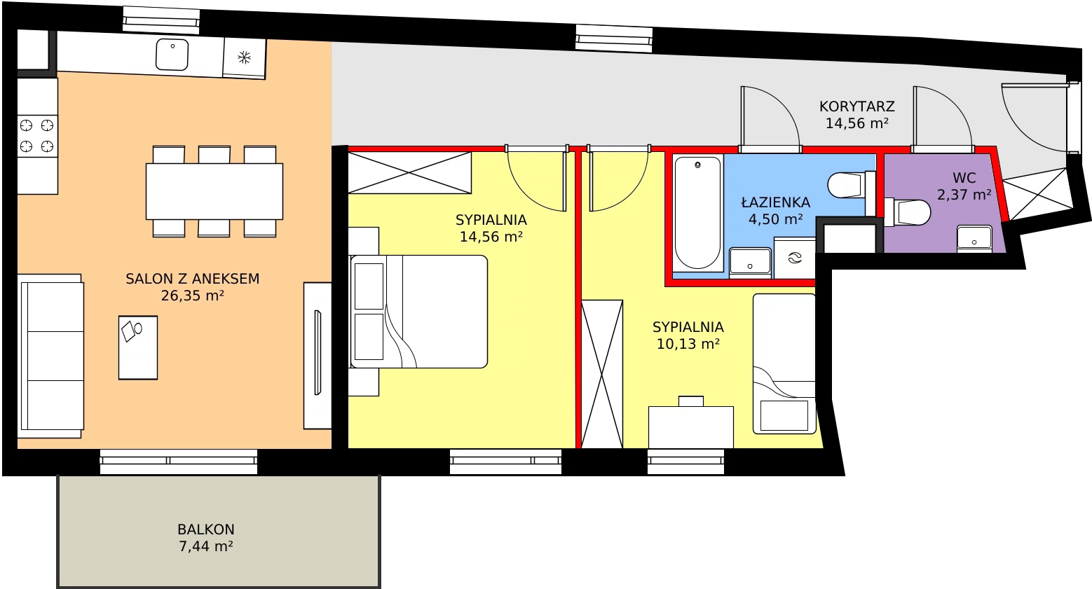 Zalety mieszkania 71.74 m², 107/8