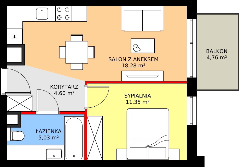 Zalety mieszkania 39.26 m², 010/8