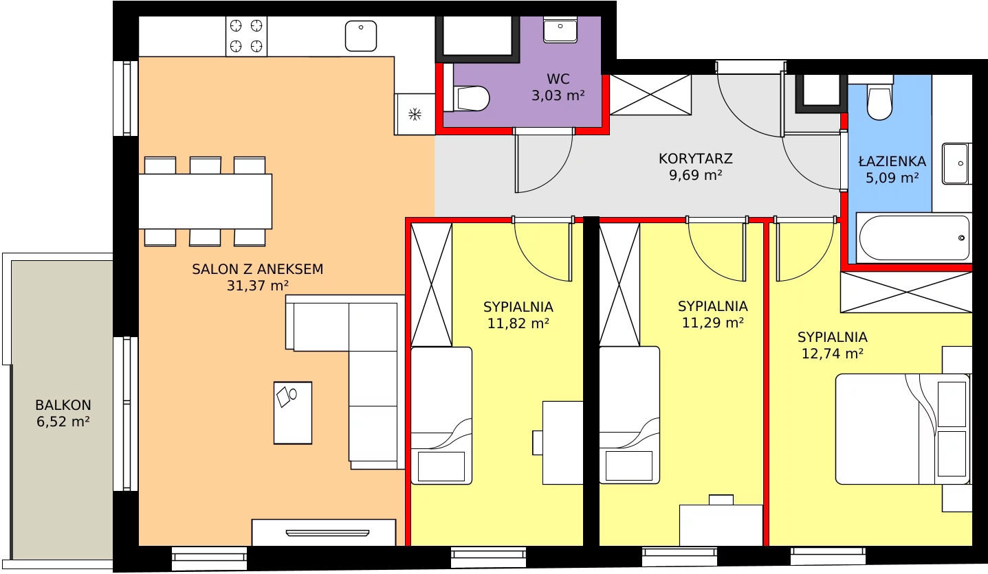 Zalety mieszkania 85.04 m², 095/8