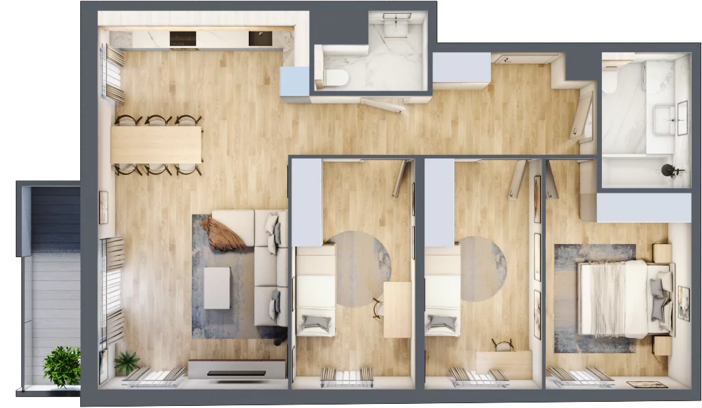 4 pokoje, mieszkanie 85,04 m², piętro 5, oferta nr 095/8, Aleje Praskie VIII, Warszawa, Praga Południe, Kamionek, ul. Podskarbińska
