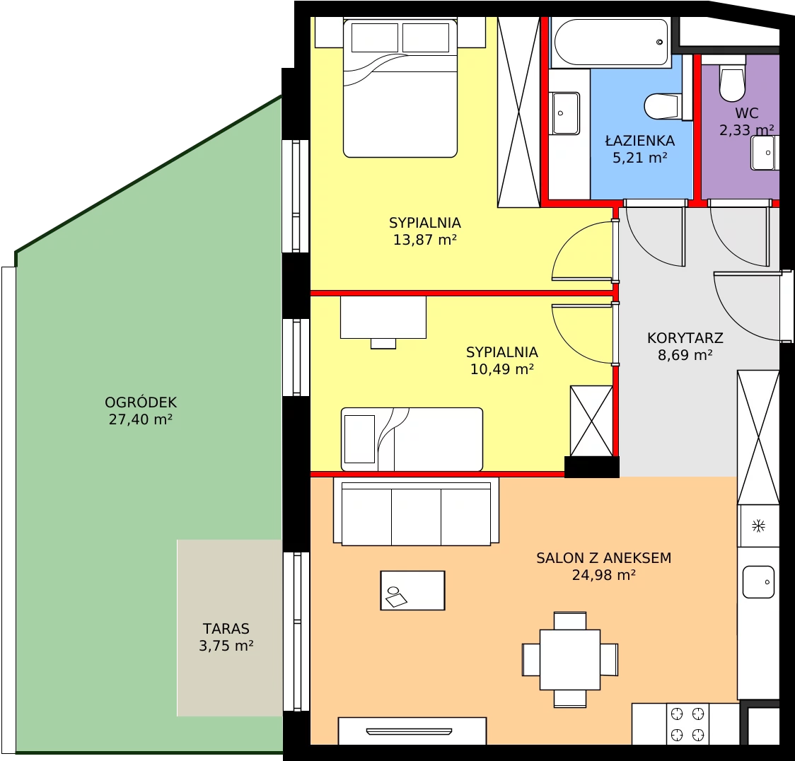 Zalety mieszkania 65.57 m², 056/8