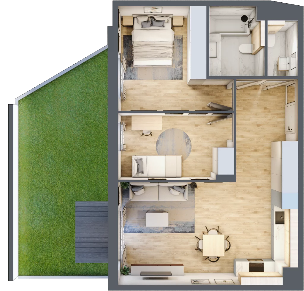 3 pokoje, mieszkanie 65,57 m², parter, oferta nr 056/8, Aleje Praskie VIII, Warszawa, Praga Południe, Kamionek, ul. Podskarbińska