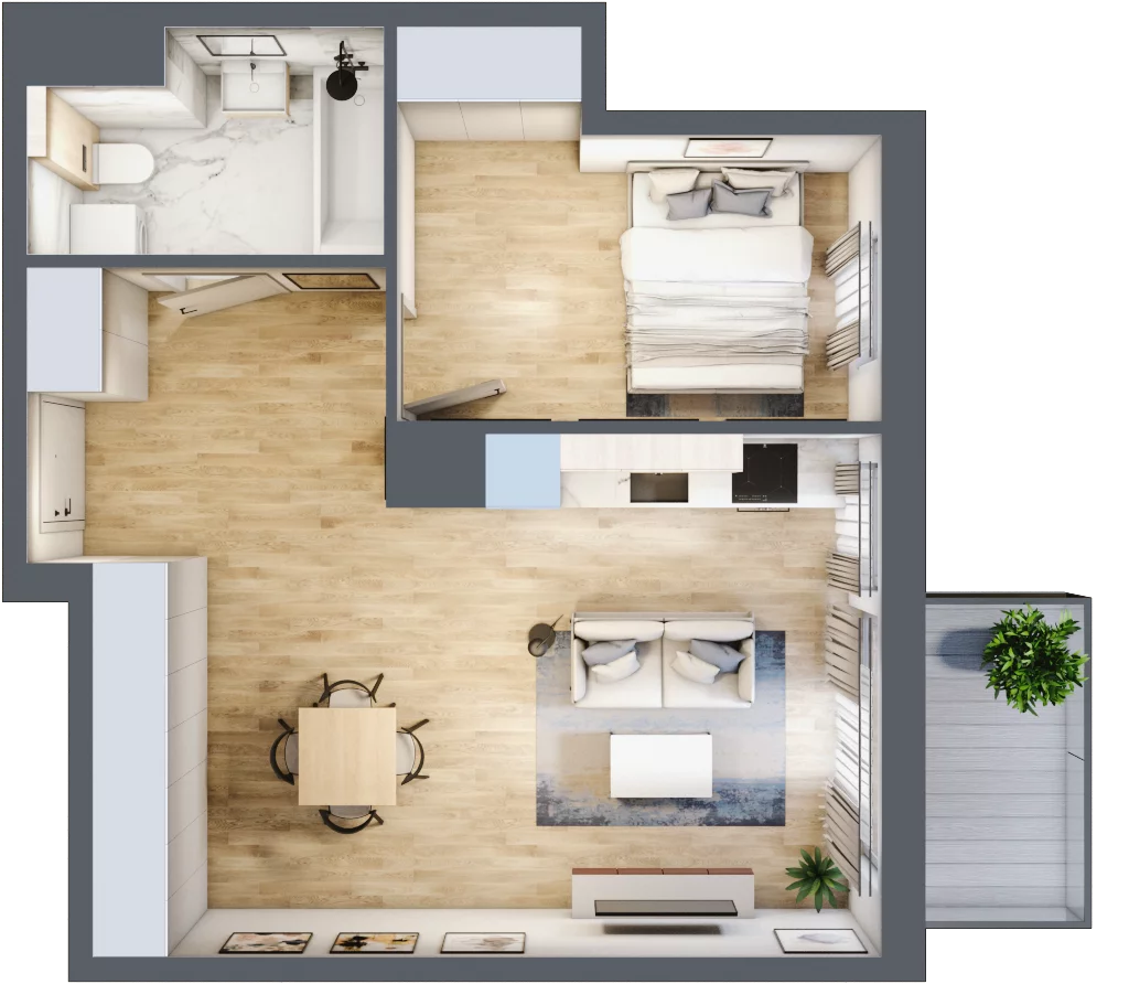 2 pokoje, mieszkanie 45,64 m², piętro 1, oferta nr 009/8, Aleje Praskie VIII, Warszawa, Praga Południe, Kamionek, ul. Podskarbińska