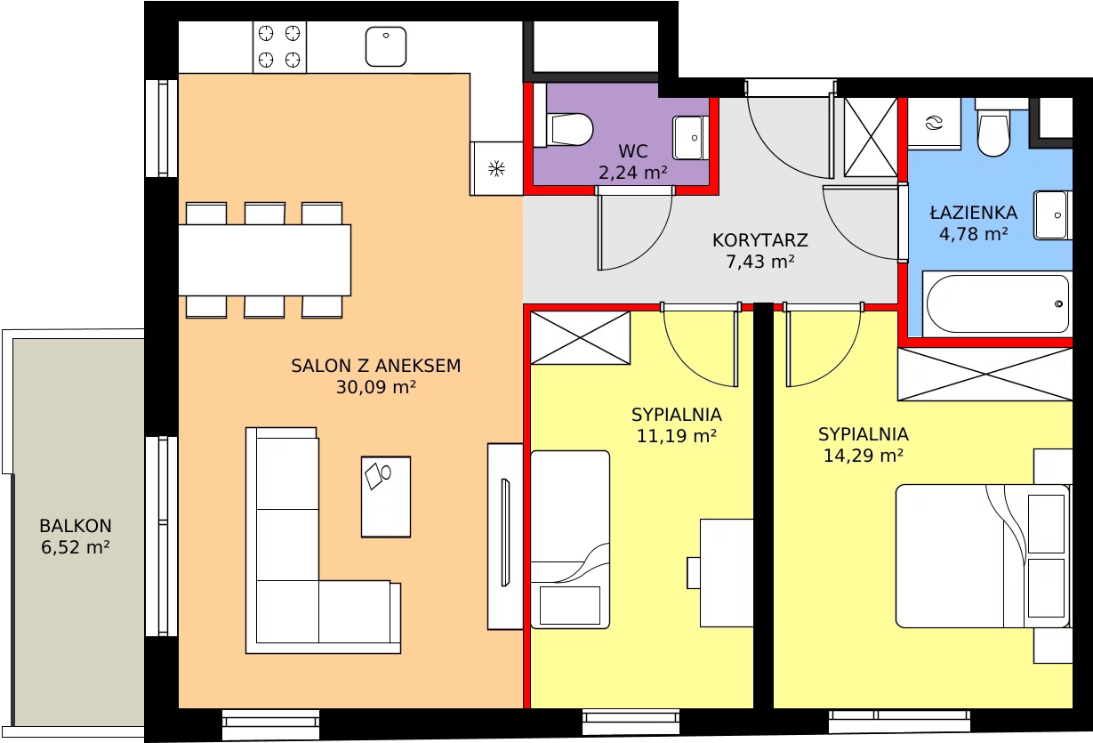 Zalety mieszkania 70.02 m², 079/8