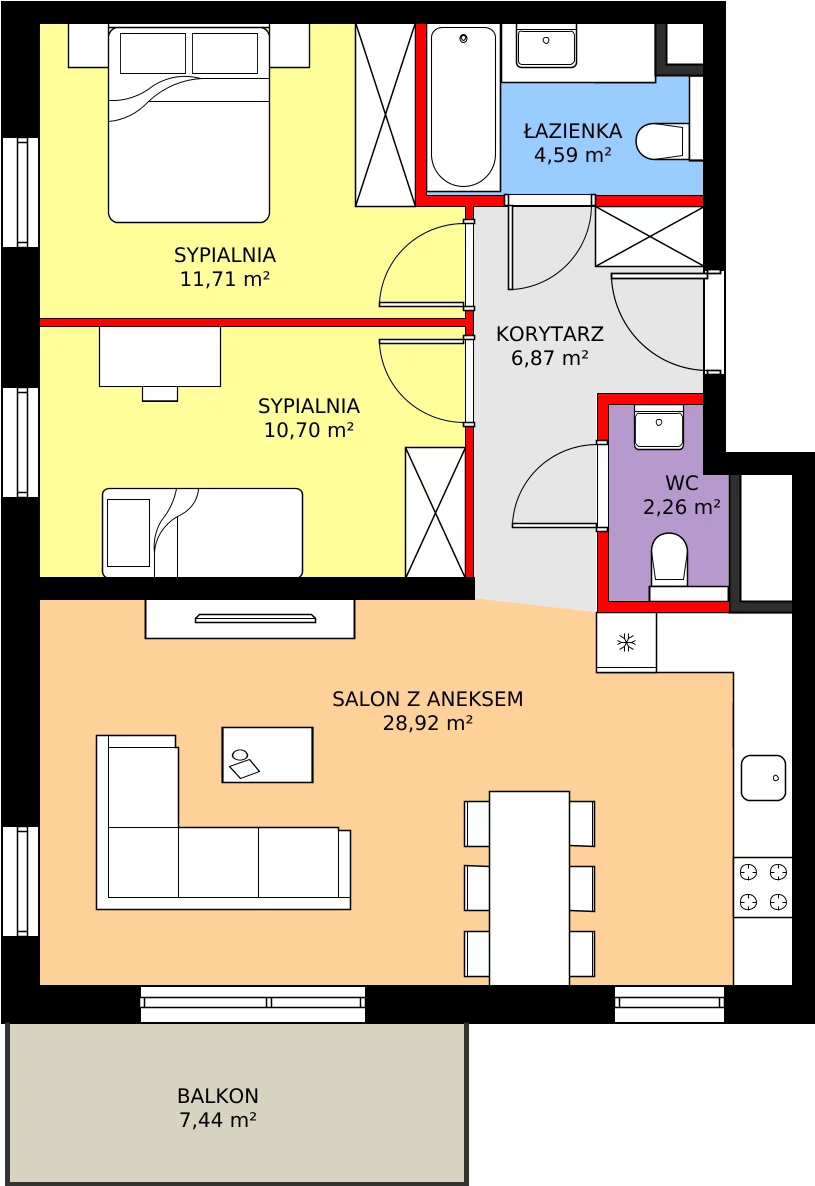 Zalety mieszkania 65.05 m², 013/8