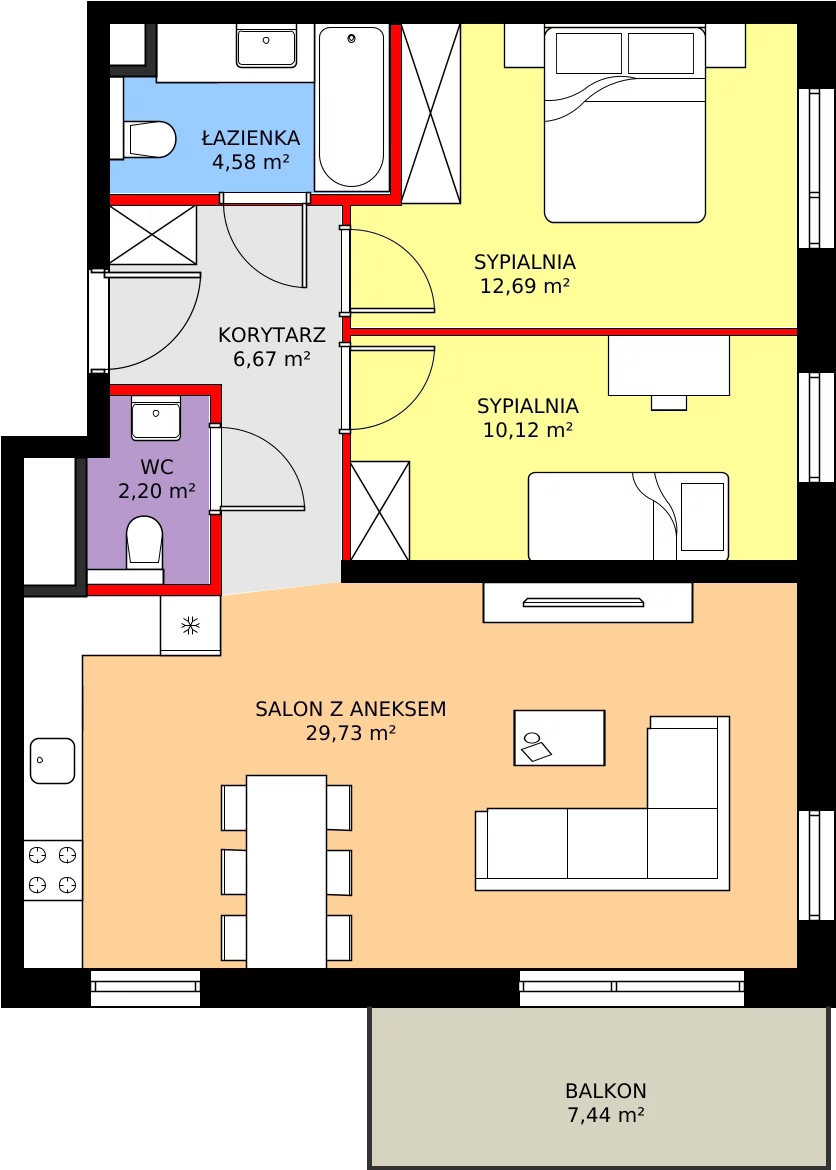 Zalety mieszkania 65.99 m², 012/8