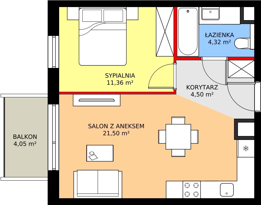 Zalety mieszkania 41.68 m², 045/8