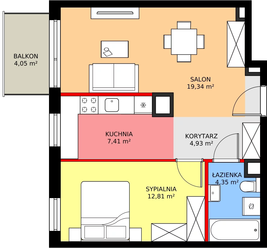 Zalety mieszkania 48.84 m², 081/8