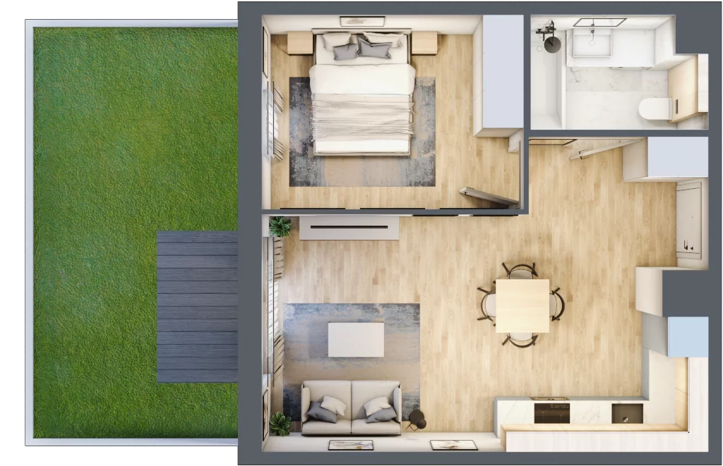2 pokoje, mieszkanie 41,68 m², parter, oferta nr 006/8, Aleje Praskie VIII, Warszawa, Praga Południe, Kamionek, ul. Podskarbińska