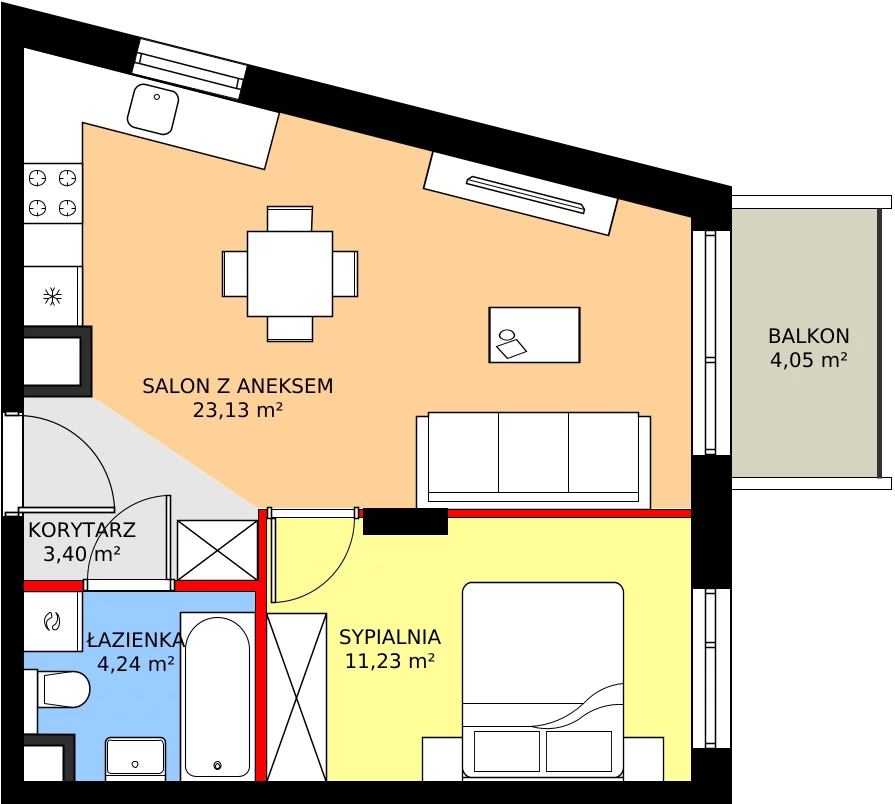 Zalety mieszkania 42 m², 123/8