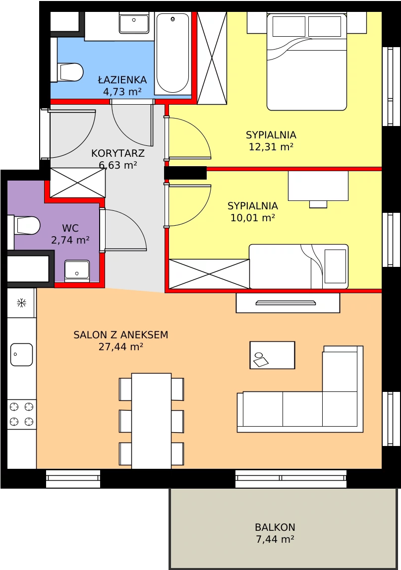 Zalety mieszkania 63.86 m², 110/8