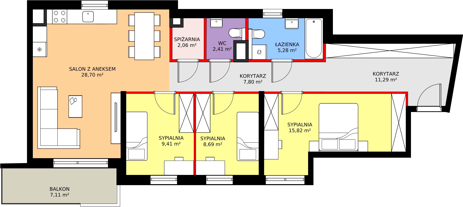 Zalety mieszkania 91.46 m², 083/8