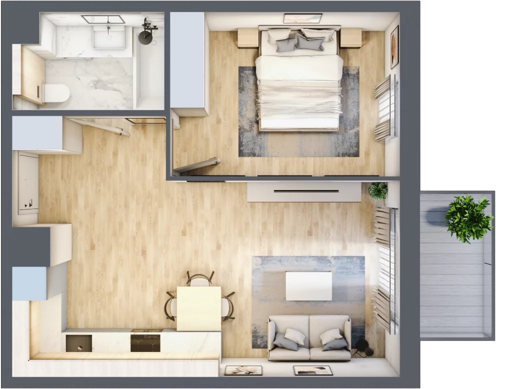 2 pokoje, mieszkanie 43,10 m², piętro 1, oferta nr 062/8, Aleje Praskie VIII, Warszawa, Praga Południe, Kamionek, ul. Podskarbińska