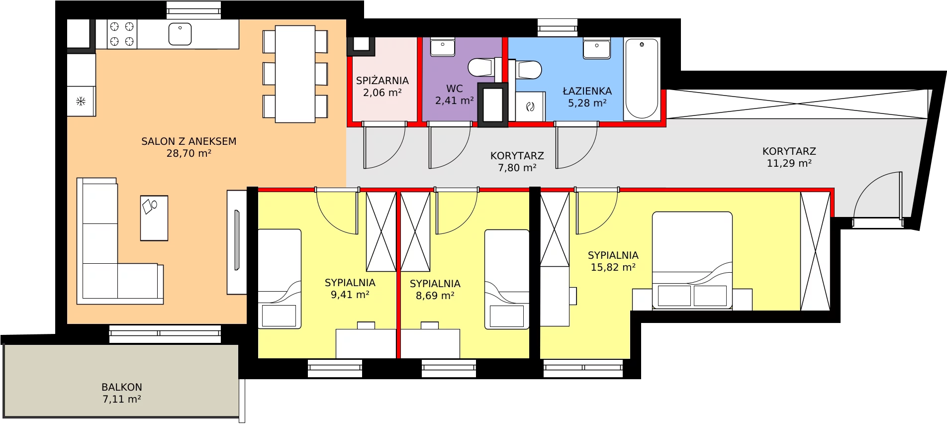 Zalety mieszkania 91.46 m², 075/8