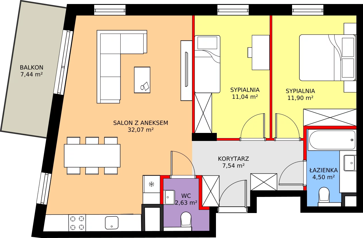 Zalety mieszkania 69.68 m², 111/8