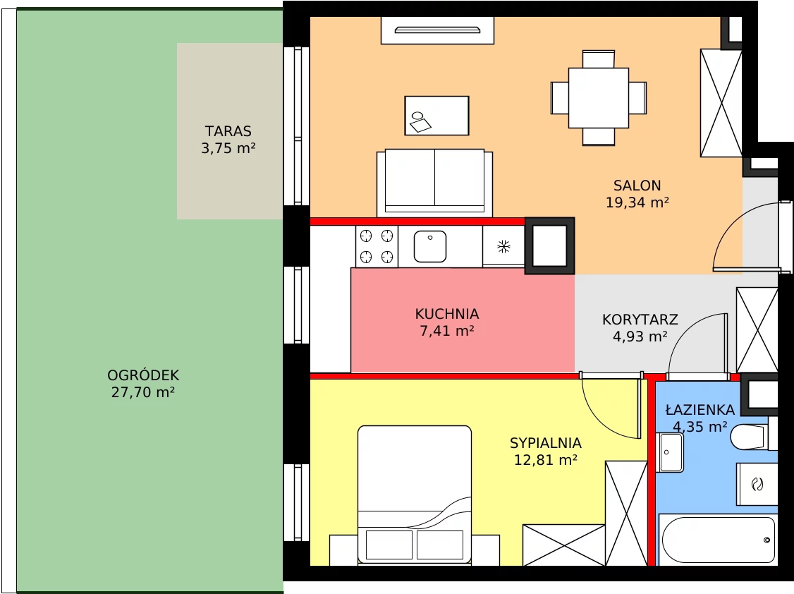 Zalety mieszkania 48.84 m², 055/8