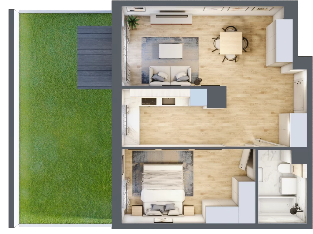 2 pokoje, mieszkanie 48,84 m², parter, oferta nr 055/8, Aleje Praskie VIII, Warszawa, Praga Południe, Kamionek, ul. Podskarbińska