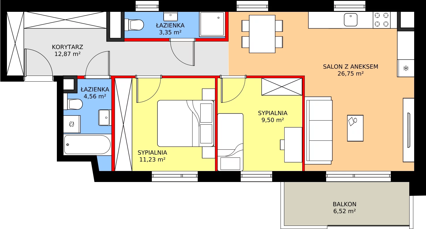 Zalety mieszkania 68.26 m², 084/8