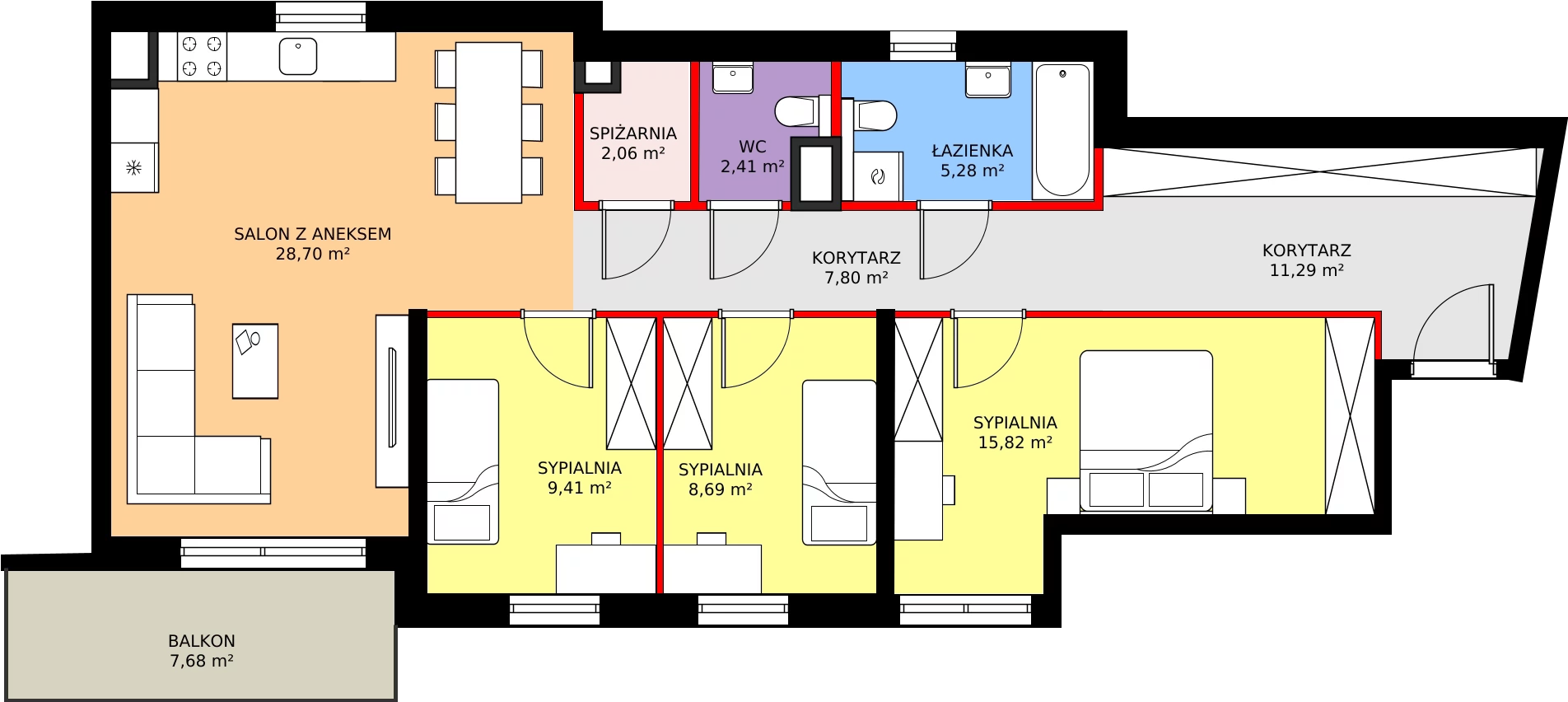 Zalety mieszkania 91.46 m², 067/8
