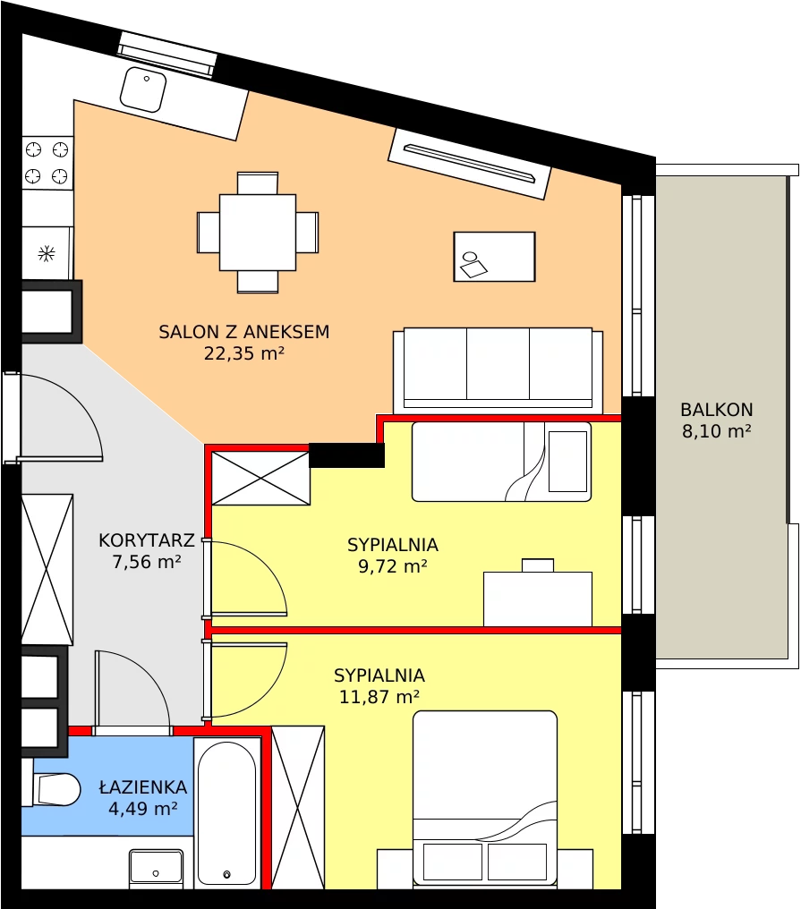 Zalety mieszkania 55.98 m², 139/8