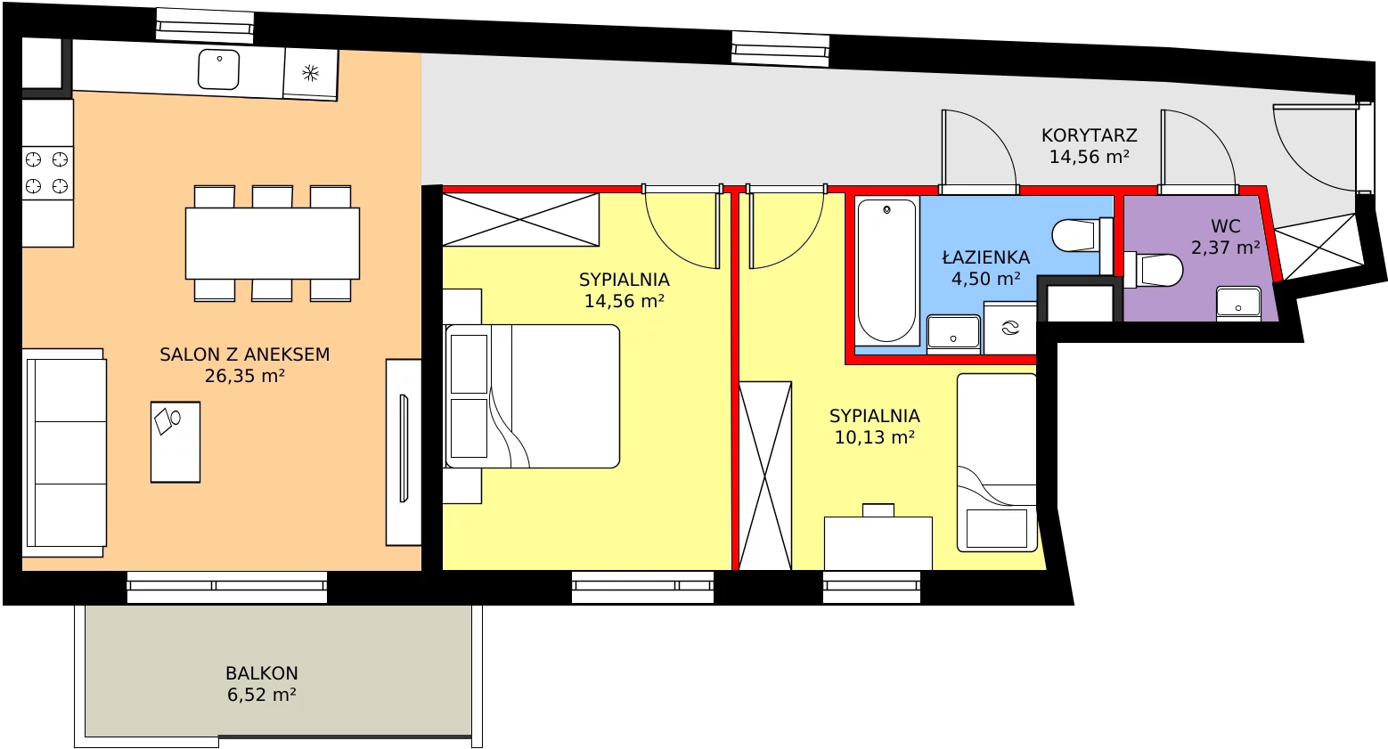 Zalety mieszkania 71.74 m², 114/8