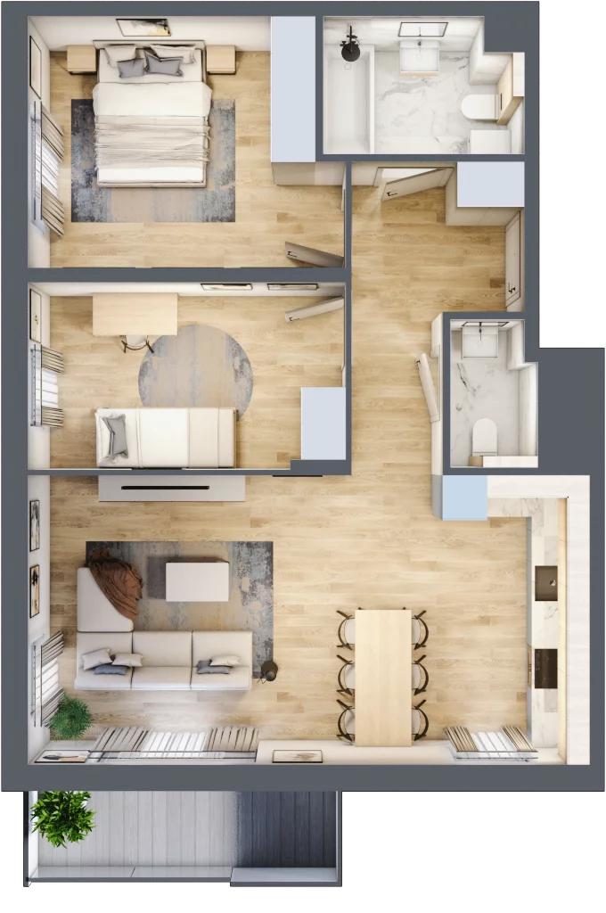 3 pokoje, mieszkanie 67,74 m², piętro 3, oferta nr 080/8, Aleje Praskie VIII, Warszawa, Praga Południe, Kamionek, ul. Podskarbińska