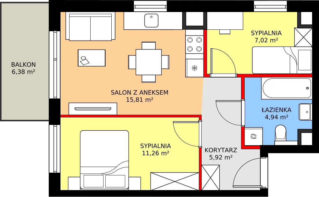 Zalety mieszkania 44.95 m², 017/8