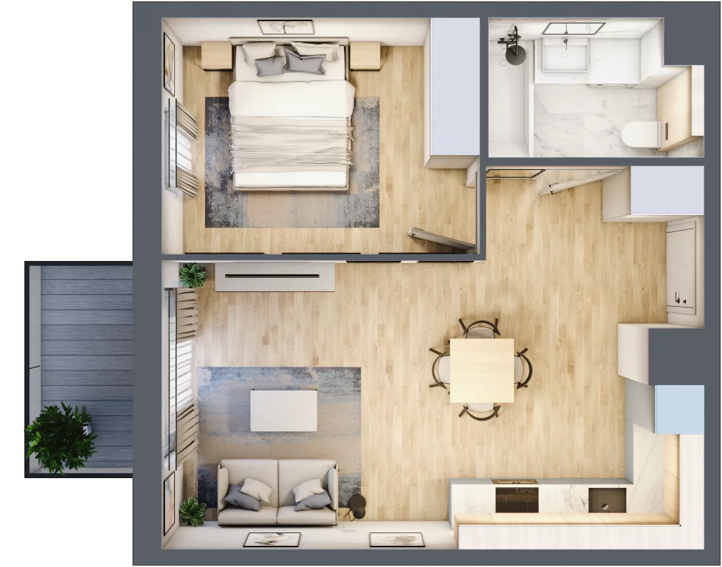 2 pokoje, mieszkanie 41,68 m², piętro 1, oferta nr 015/8, Aleje Praskie VIII, Warszawa, Praga Południe, Kamionek, ul. Podskarbińska