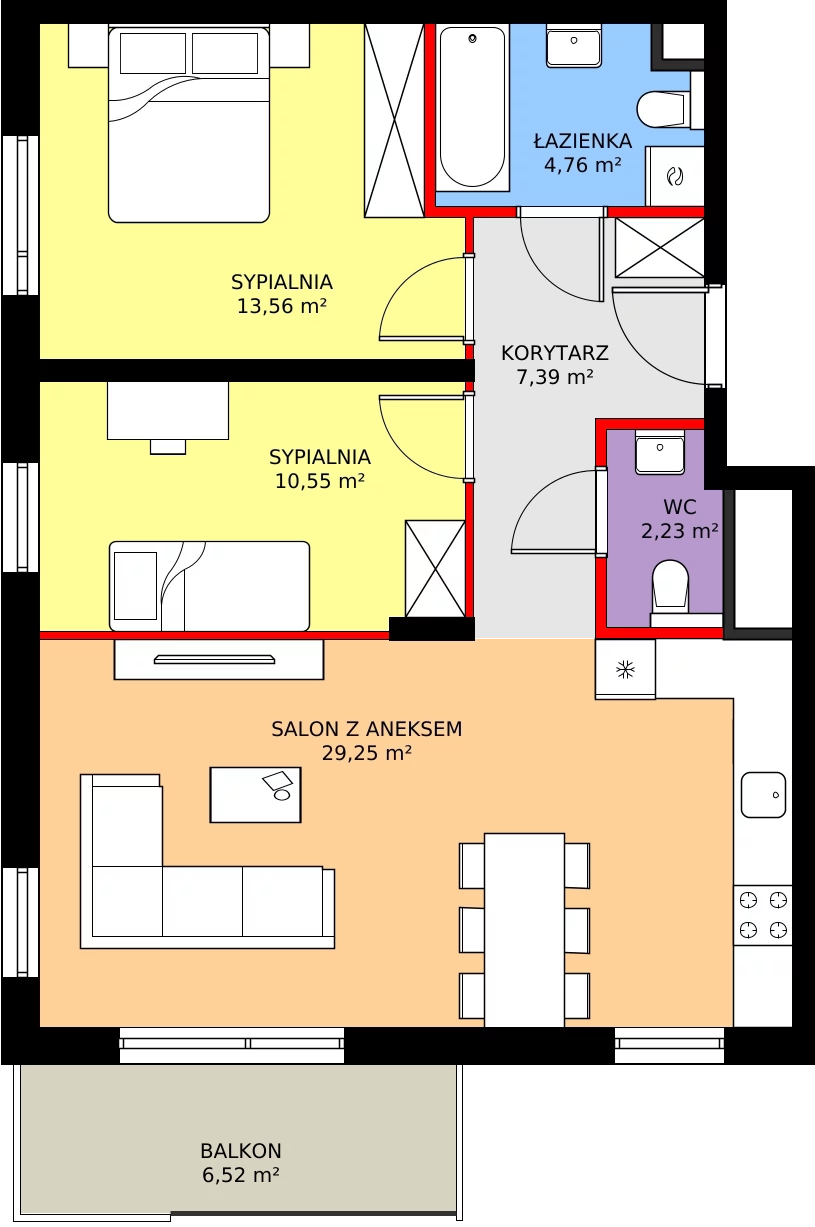 Zalety mieszkania 67.74 m², 072/8