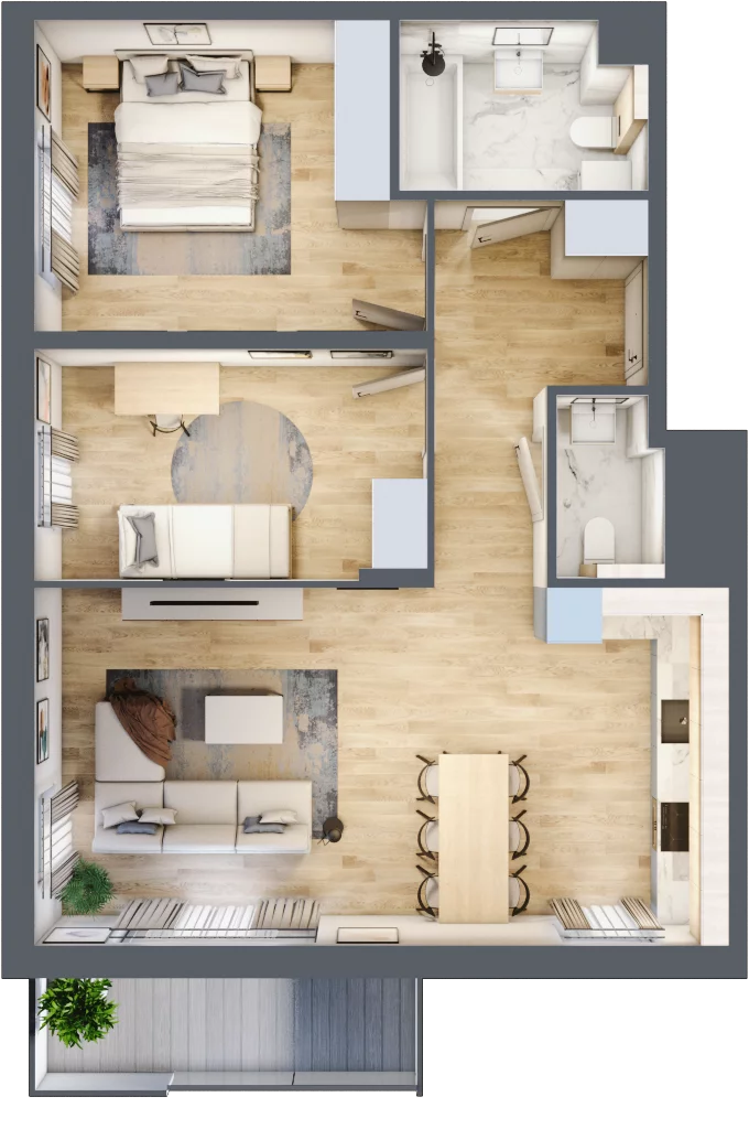3 pokoje, mieszkanie 67,74 m², piętro 2, oferta nr 072/8, Aleje Praskie VIII, Warszawa, Praga Południe, Kamionek, ul. Podskarbińska