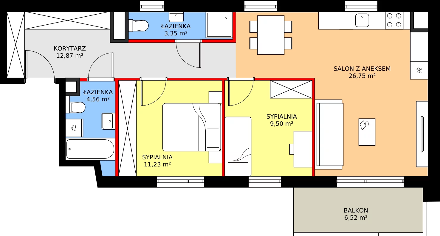 Zalety mieszkania 68.26 m², 092/8