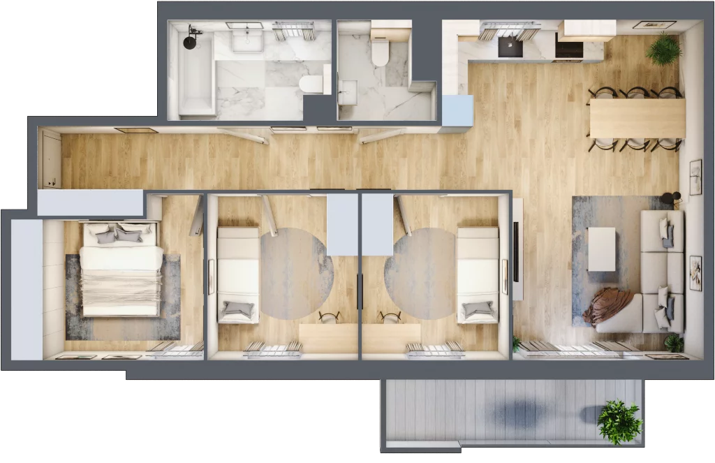 4 pokoje, mieszkanie 77,83 m², piętro 5, oferta nr 054/8, Aleje Praskie VIII, Warszawa, Praga Południe, Kamionek, ul. Podskarbińska