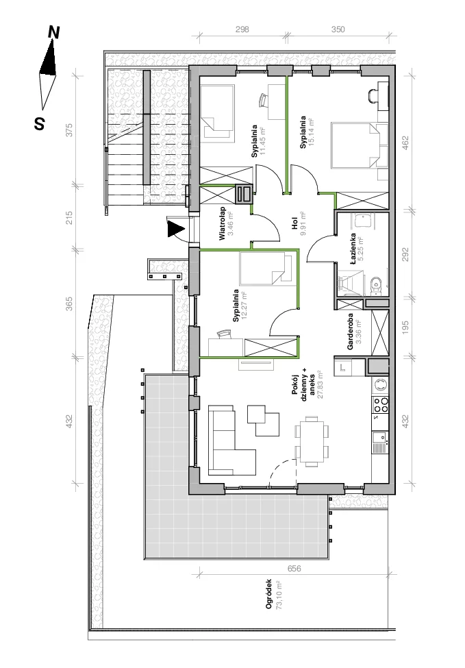 Mieszkanie 88,67 m², parter, oferta nr F.0.M01, Przemyska Vita, Gdańsk, Ujeścisko-Łostowice, Ujeścisko, ul. Przemyska 37