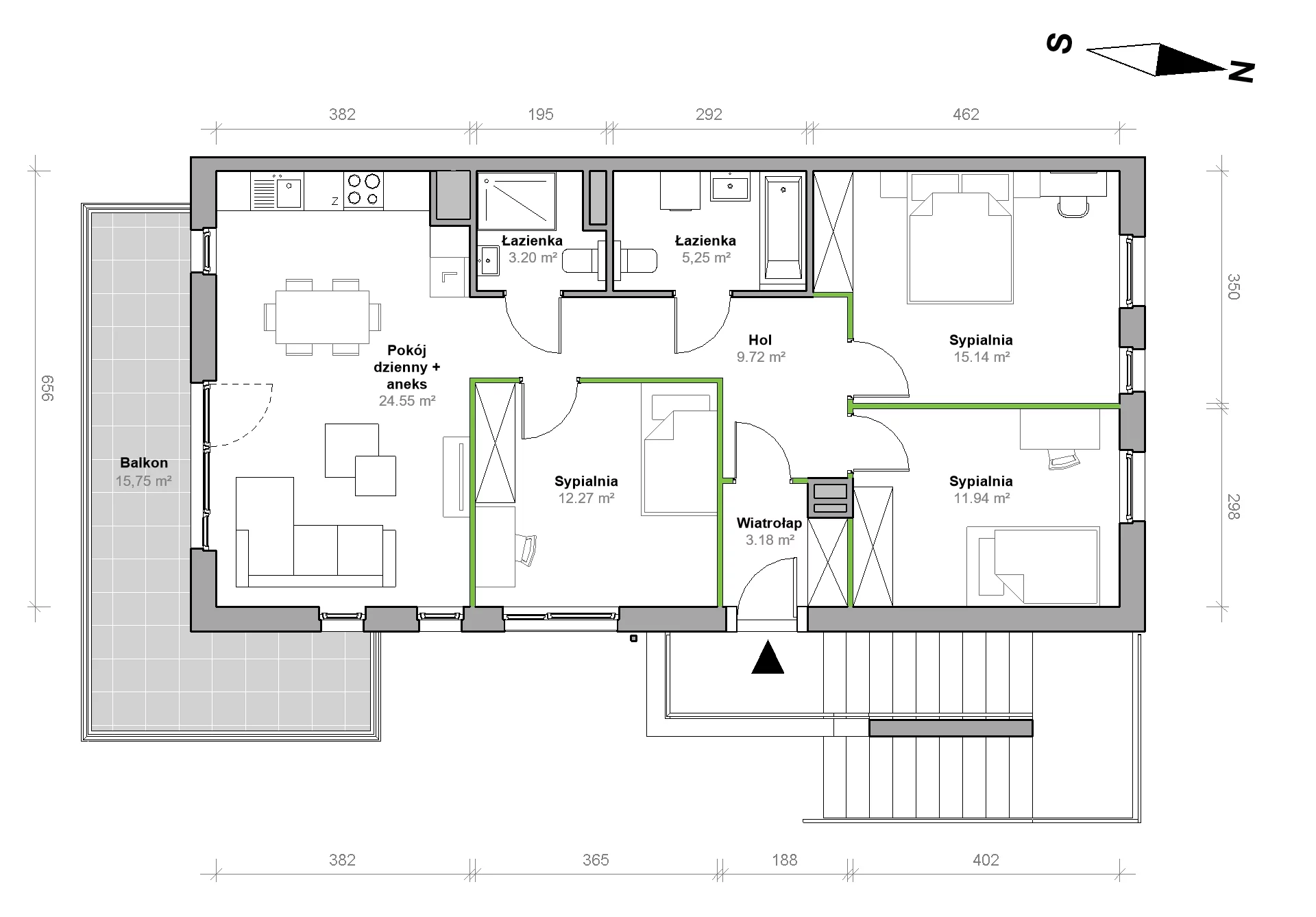 4 pokoje, mieszkanie 85,25 m², piętro 1, oferta nr G.1.M02, Przemyska Vita, Gdańsk, Ujeścisko-Łostowice, Ujeścisko, ul. Przemyska 37