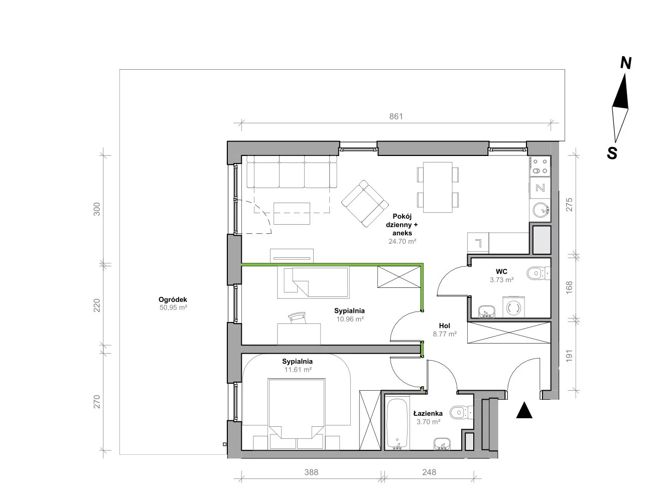 Mieszkanie 63,47 m², parter, oferta nr H.0.M10, Przemyska Vita, Gdańsk, Ujeścisko-Łostowice, Ujeścisko, ul. Przemyska 37